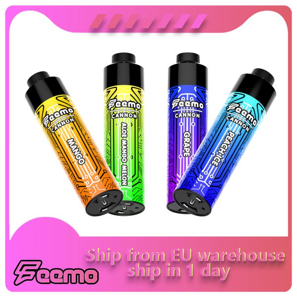 10000PUFFS Remessa rápida Vendedor quente vendedor Feemo Cannon Vapes descartáveis ​​18 ml Item de vaporizador de pod pré-preenchido Hot vende design de bobina de malha com grande vaping em nuvem