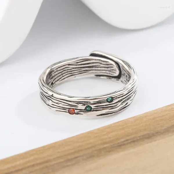 Cluster Ringe Mode Silber Farbe Offene Fingerring Linien Bunte Stein Stapelbar Punk Für Frauen Mädchen Schmuck Geschenk Dropship Großhandel