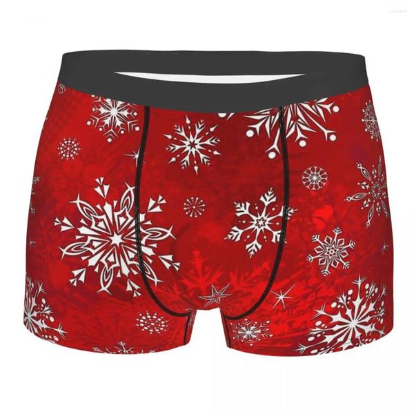 Cuecas feliz feliz natal vermelho gradiente flocos de neve calcinha de algodão masculino roupa interior ventilar shorts boxer briefs