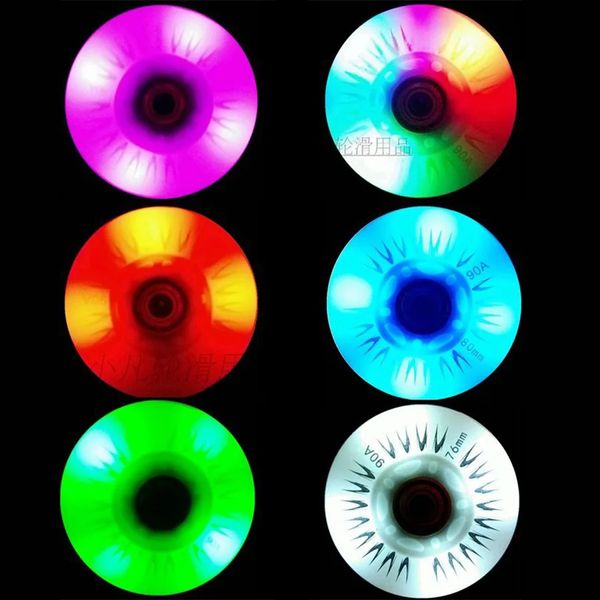 Acessórios de skate 8 ou 4 rodas de led piscantes em linha, rodas de led 90 a, luzes 80 76 70 68 64 62 60mm, pneus de tração diagonal 231011