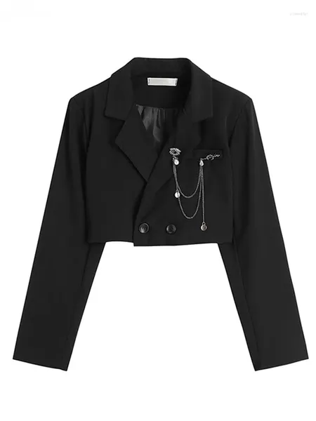 Giubbotti da donna Catena Perla Decorazione Chic Giacca corta Temperamento nero Cappotto monopetto da donna 2023 Autunno Capispalla sottili Y935