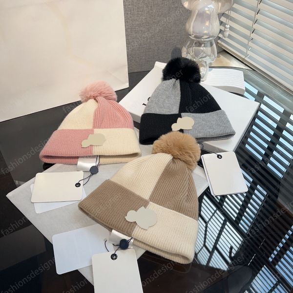 Beanie Erkekler Monclair Şapka Tasarımcısı Beanie Tasarımcı Şapkalar Erkekler İçin Tasarımlar Kış Termal Örgü Şapkalar Mektubu Jacquard Unisex Pom Pom ile Sıcak Kafatası Şapkası
