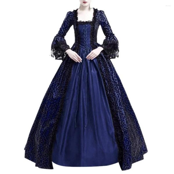 Повседневные платья, женское платье принцессы в стиле ретро, средневековое платье для косплея, кружевное элегантное платье макси, готическое винтажное платье с квадратным вырезом и расклешенными рукавами, Vestido