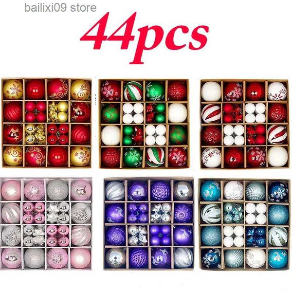 Noel dekorasyonları 6cm 44pcs Noel Balls Süsleme Dekorasyonları Ev için Noel Ağacı Asılı Bauble Ball Yeni Yıl Navidad Parti Dekor Malzemeleri T231012