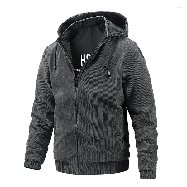 Männer Jacken Marke Mode Männer Cord Jacke Doppel Seite Design Mann Casual Mit Kapuze Mäntel Herbst Winter Kleidung Größe M-2XL