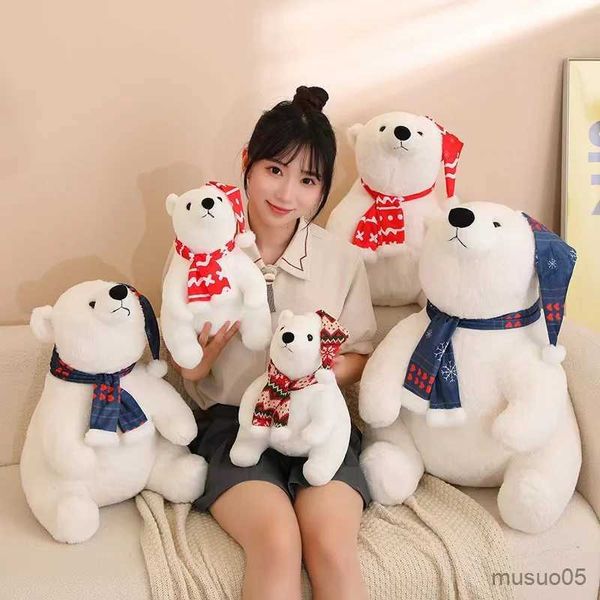 Рождественские игрушки 30/45 см, милая рождественская кукла белого медведя, плюшевая игрушка, рождественское украшение, рождественский подарок R231012