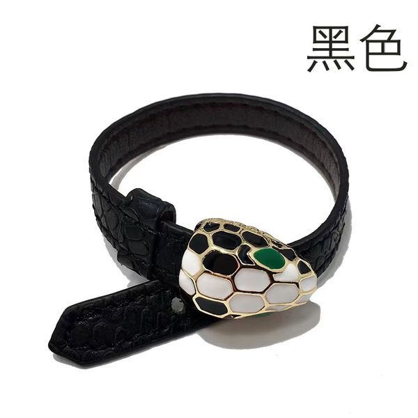 Bracciale in pelle di moda europea e americana, personalità prepotente, modello in pelle di serpente, braccialetto a testa di serpente con olio gocciolante di colore