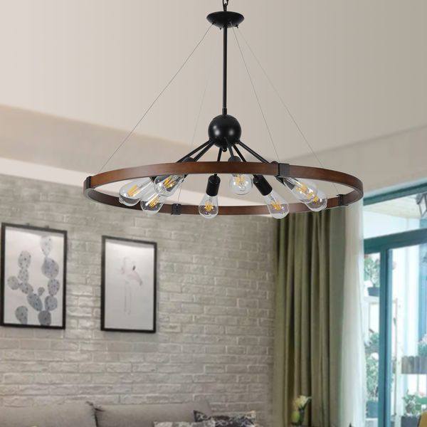 Lampadari moderni Lampadario retrò a 8 luci in stile rustico per cucina, soggiorno, sala da pranzo (senza lampadine)