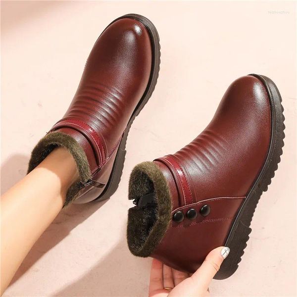 Stiefel Frauen Winter Mode Echtes Leder Wasserdicht Warme Damen Knöchel Großmutter Rutschfeste Casual Flache Schnee