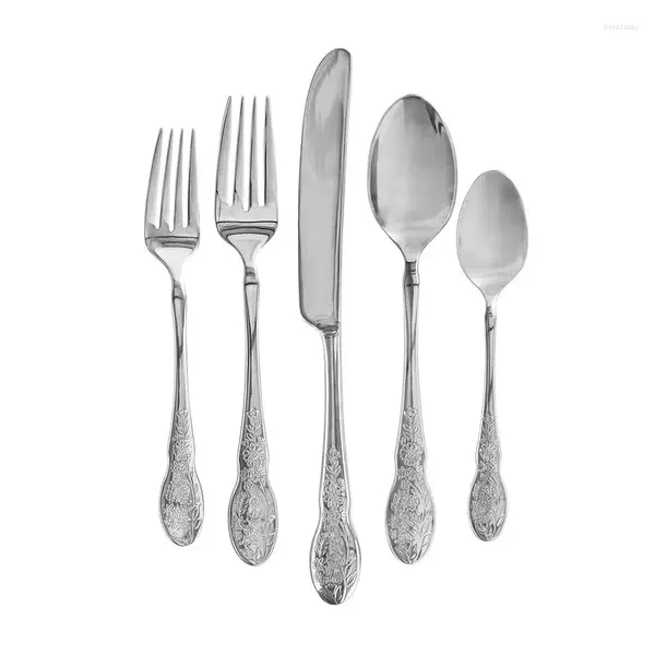 Set di stoviglie Set di posate da 20 pezzi Servizio per 4 bacchette Cubiertos Tavolo in acciaio inossidabile De Cocina Cucharas Acero Inoxidable Bianco Pl