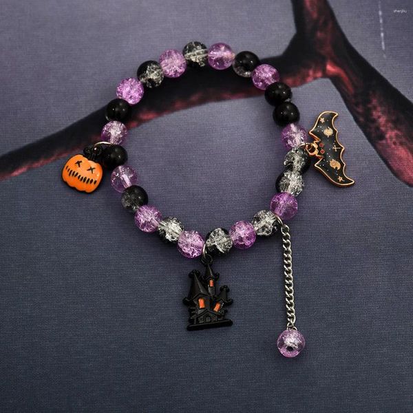Strand bola de halloween abóbora castelo morcego pulseira para homens mulheres casal personalizado borla design pulseiras das crianças presentes pulsera