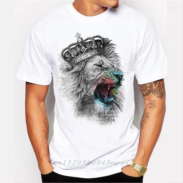T-shirt da uomo 2023 Camicia da uomo Corona Leone 3D Stampa bianca T-shirt Moda animale Casual Manica corta O-Collo Pantaloni a vita bassa Top Harajuku Tee