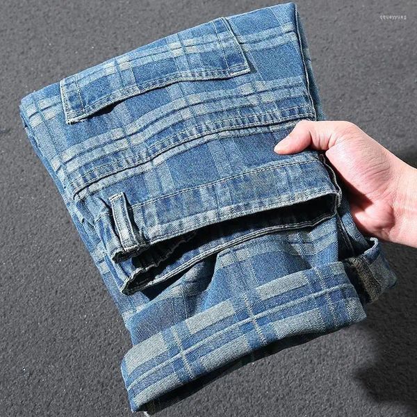 Männer Jeans 2023 Herbst Trendy Marke Lose Hübsche Hosen Männliche Persönlichkeit Blau Große Quadratische Breite Bein Hosen Koreanische Version der Wi
