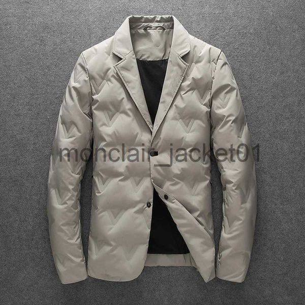 Homens Down Parkas Lapela Terno Masculino Down Jacket Business Casual Engrossado Jaqueta Quente 90% Pato Branco Para Baixo de Alta Qualidade Masculino Marca Blazer Parka J231012