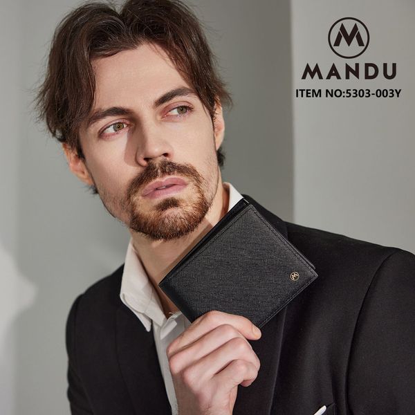 MANDU Mandu дизайнерский модный мужской кошелек повседневный перекрестный трансграничный чехол для карточек Европы и США с защитой от кражи RFID, короткий кожаный в два раза 01