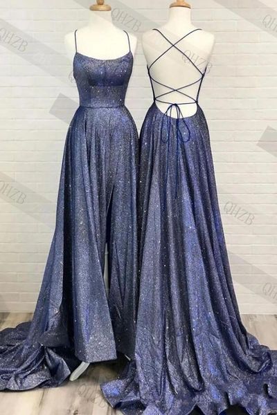 Vestidos de festa 222 via láctea azul barco-pescoço natural a linha até o chão noite/baile vestidos de noivado vestido 2023 sem costas