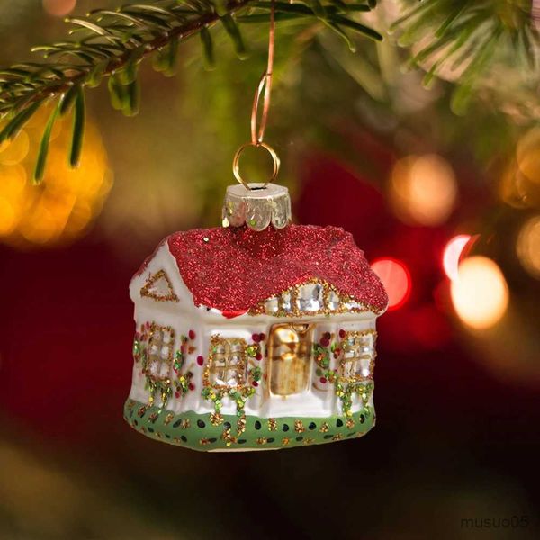 Suprimentos de brinquedos de Natal Pequena casa de Natal Decoração de vidro Árvore de Natal Enfeites Decoração Brinquedos de Natal 2023 para suprimentos de festa em casa Ano Novo R231012