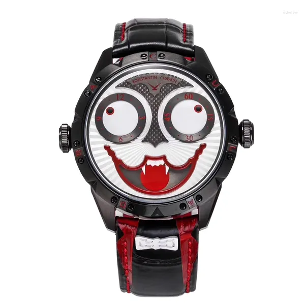 Armbanduhren Black Vampire Uhr Exklusive Originalmarke Clown Männer Mechanisches Leder Luxus Designer Design Joker 2023