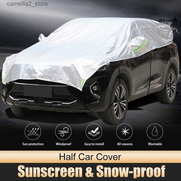 Capas de carro metade do carro capa impermeável ao ar livre oxford sol chuva proteção uv à prova de tempo capa de carro universal para hatchback suv sedan q231012