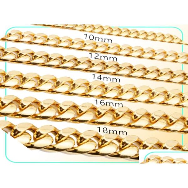 Ketten 81012141618 mm 1830 Zoll Miami Cuban Link Goldkette Hip Hop Schmuck Dicke Edelstahl Halskette1641587 Schmuck Halsketten Pe Dhdyp