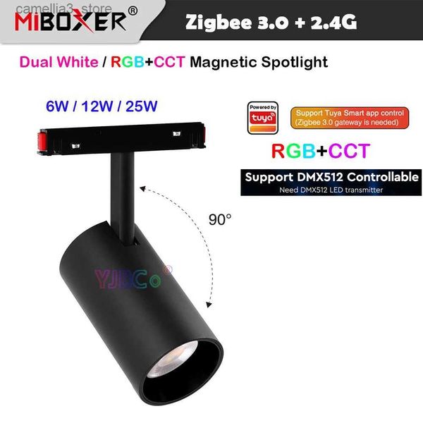 Потолочные светильники Miboxer Zigbee 3.0 2.4G Пульт дистанционного управления 6 Вт 12 Вт 25 Вт RGBCCT / двойной белый светодиодный магнитный прожектор умный потолочный светильник CCT 48 В Трековый светильник Q231012
