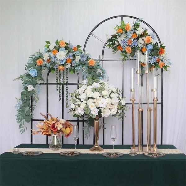 Decoração de festa tipo janela pano de fundo arco de ferro suporte preto ouro tela branca moldura de flor evento de casamento adereços de decoração de casamento