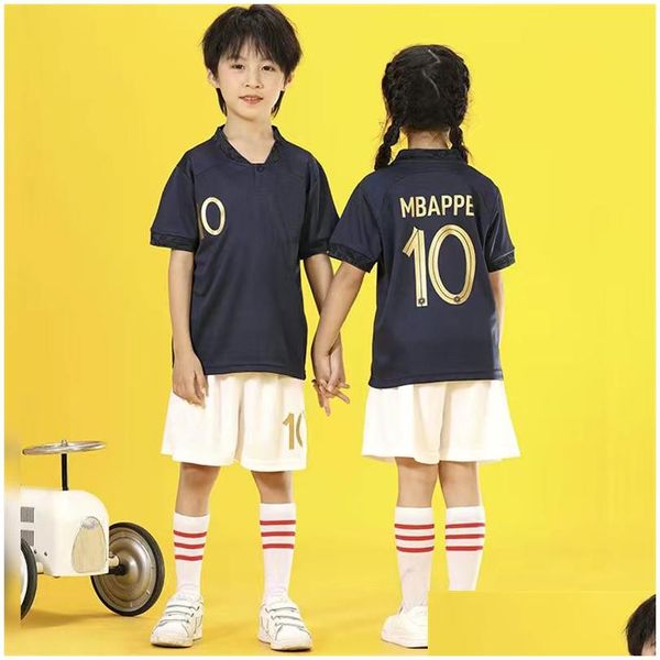 Conjuntos / ternos bebê crianças kit de futebol fãs versão jogador jerseys meninos kits homens mulheres camisa de futebol crianças roupas de verão sets321f bebê otrq1