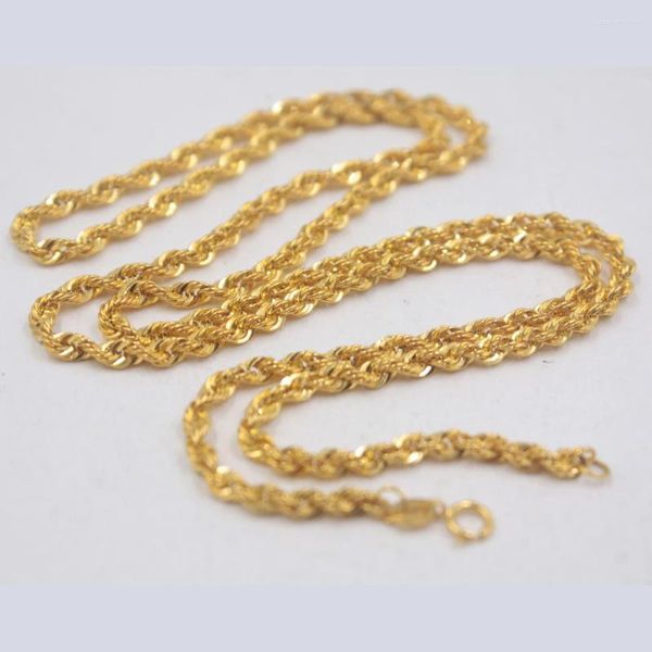 Ketten Reine 18-Karat-Gelbgoldkette, Unisex-Glück, 2 mm Breite, für Damen, Seilglieder-Halskette, 45,7 cm Länge, 2,6–2,8 g