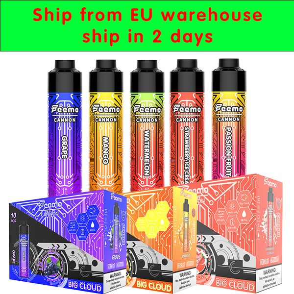 Tek Kullanımlık Vape OEM Logosu Büyük Bulut Feemo Cannon Tek Kullanımlık Elektronik Sigara 15ml E-JUICE 0.5OHM Direnç Toptan Satış