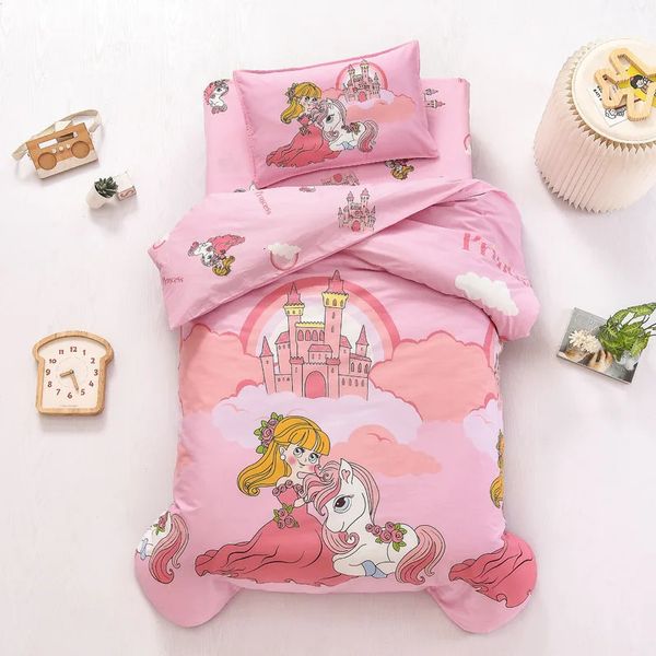 Set di biancheria da letto 3 pezzi Set di biancheria da letto per bambini per la scuola materna del bambino Culla Kit di biancheria da letto Trapunta Copripiumino Federa Materasso Lenzuolo Copriletto CP12 231012