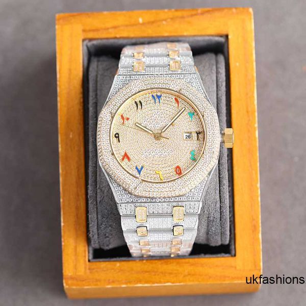 Relógios de pulso suíços Abby Movement Watch Diamond Watch 40mm Mecânico Automático Mens Relógios para Homens Relógio de Pulso de Aço Inoxidável Swarovski Moda Relógio de Pulso HBR8