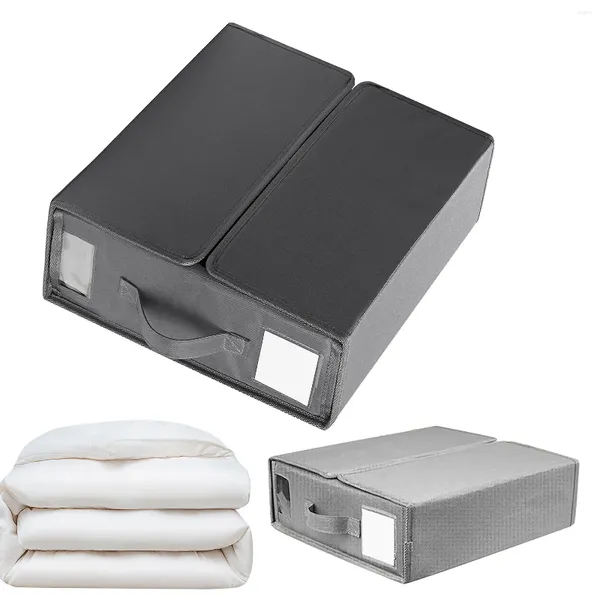 Borse portaoggetti Set lenzuola organizer Contenitori pieghevoli per biancheria da letto con fessura per etichetta trasparente per asciugamani, vestiti, coperte, cuscini, copripiumini