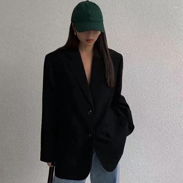 Trench da donna Giacca da abito Cintura da donna Moda coreana Petto Autunno Manica lunga Nero da ufficio Progettato in stile femminile