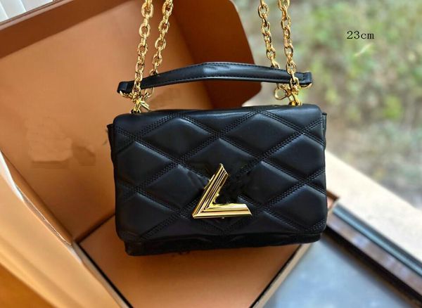 Designer Bag Mulheres Bolsas Bolsas Bolsas De Ombro Tote Bagg Preto Bezerro Clássico Listras Diagonais Acolchoadas Correntes Dupla Aba Médio Cruz Corpo Mu