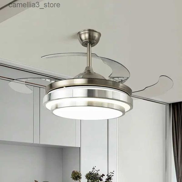 Ceiling Lights 42''Ceiling Fan Light LED Dimmable Retractable Blade Chandelier with Remote + 3 Color Q231012