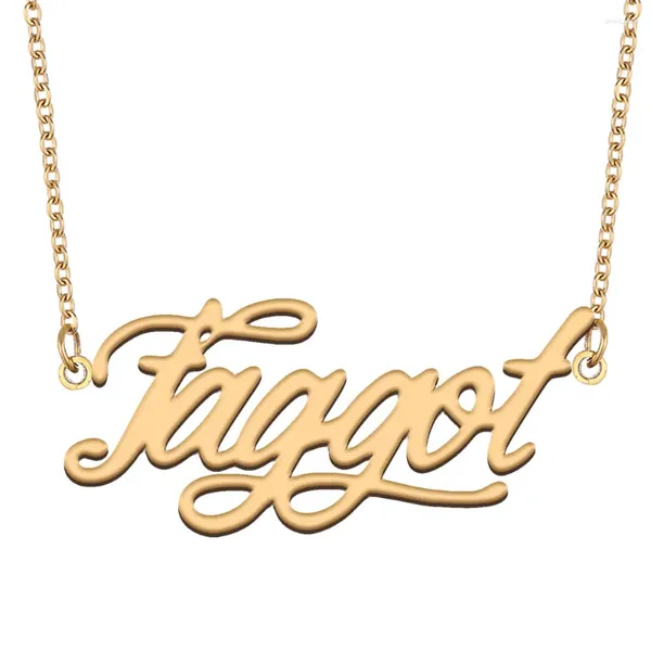Ожерелья с подвеской, ожерелье с именем Fagot для женщин, ювелирные изделия из нержавеющей стали, золотой цвет, именное ожерелье, Para Mujer, колье с буквами