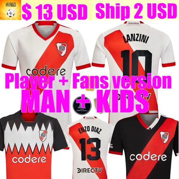 River Plate Soccer Jerseys 23 24 Men Set Kit Kids 2023 2024 Camiseta de Futbol de la Cruz Beltran Borja Solari Simon Fester Fãs de camisas de futebol Home Away Away Terceiro