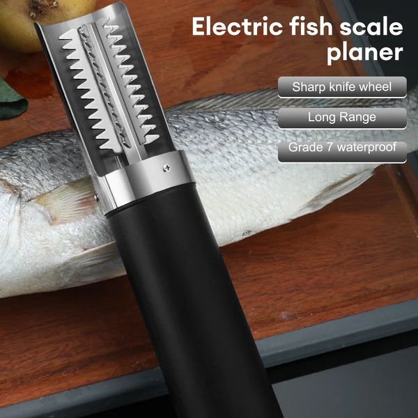 Attrezzi per carne e pollame Pulitore portatile senza fili elettrico per la rimozione del pesce Scaler per la pesca Pulisci la batteria Disincrostante Raschietto per frutti di mare Coltello da cucina 231011