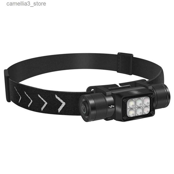 Lâmpadas de cabeça IP67 À Prova D 'Água Cabeça Lanterna Power Display LED Farol Multifuncional Cabeça Tocha 3 Fonte de Luz para Camping Correndo Caminhadas Q231013