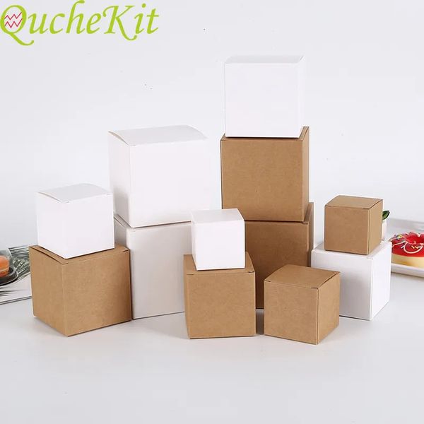 Caixas de jóias 50pcs caixa de papel kraft quadrado caixa de papelão branco diy caixa de presente para biscoitos de sabão jóias embalagem de presente doces biscoitos bolo cozimento 231011