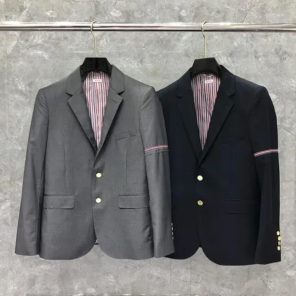 Ternos masculinos suíte 2023 manga quebrada lã algodão formal blazer masculino britânico casual terno fino jaqueta primavera outono casaco