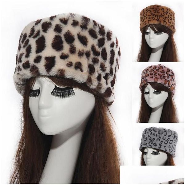 Berets Berets Mulheres Chapéus Senhora Russo Grosso Fluffy Faux Fur Chapéu Headbands Inverno Ski Feminino Headband Outono Acessórios de Moda Chapéus, Dhniu