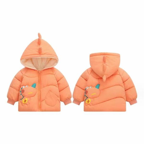 Piumino per bambini imbottito in cotone, cappotto con orecchie di dinosauro dei cartoni animati, per ragazzi e ragazze, caldo cappotto imbottito in cotone