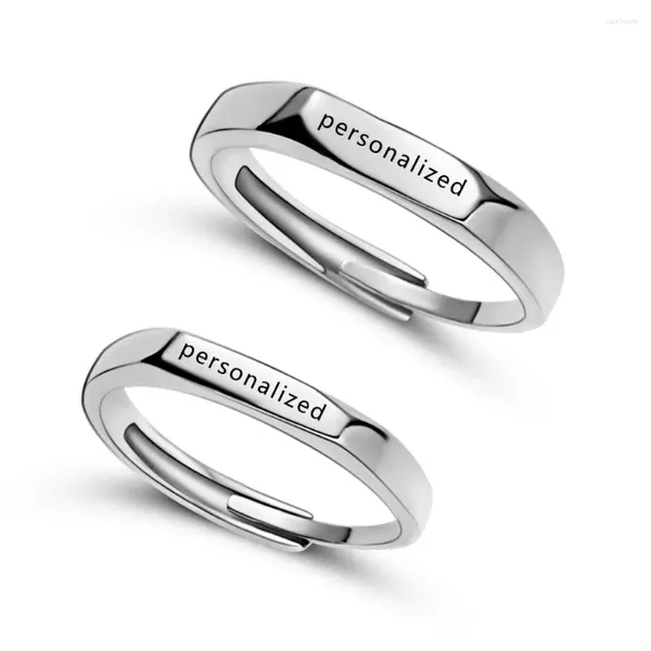 Cluster Ringe Rinhoo Persönlichkeit Für Frauen Männer Edelstahl Gravierte Name Buchstaben Wort Ring Schmuck Paar Liebhaber Valentinstag Geschenk