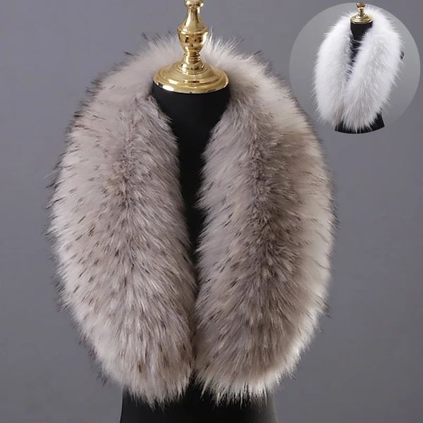 Schals Winter Große Faux Pelz Kragen Gefälschte Mantel Luxus Frauen Männer Jacken Kapuze Schal Dekor Weibliche Hals Wraps 231012