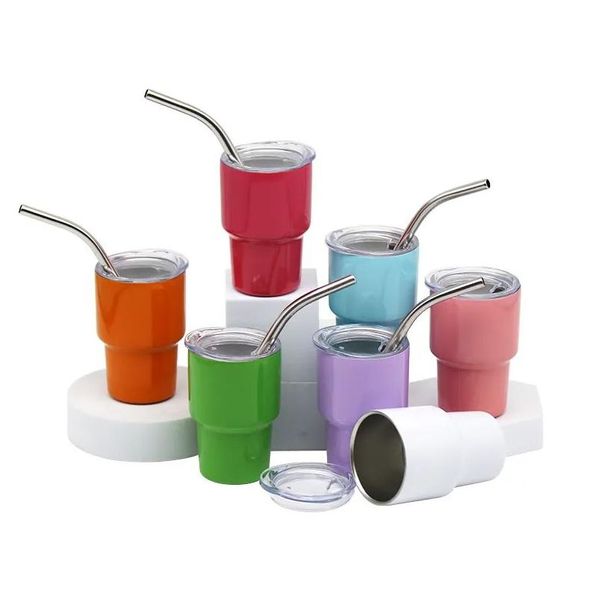 Sublimasyon Boşluklar Toptan 3oz Sublimasyon S Şarap Tumbler ST Çift Paslanmaz Çelik Kupa Mini Yolu İzli Kahve Kupa Çubuklar W için W DHDOW