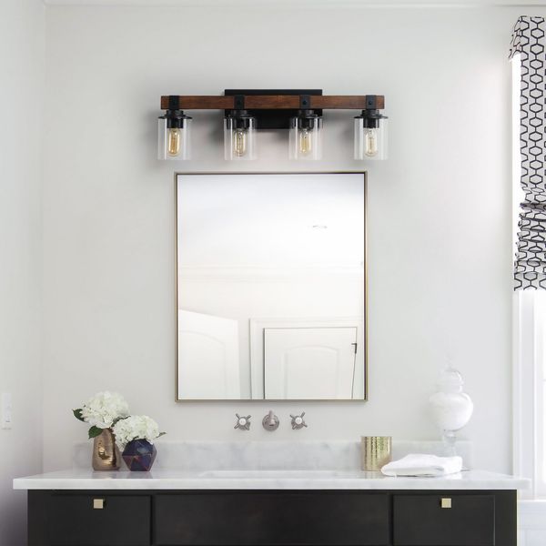 4 Lights Farmhouse Vanity Işıkları Fikstür Rustik Banyo Işık Fikstür Banyo Sconce