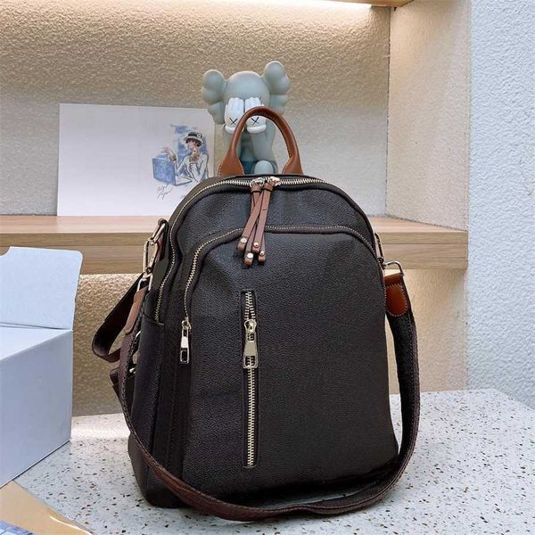 Braune Designer-Rucksack-Tasche für Damen, Rucksack, Büchertaschen, modisch, passend, große Kapazität, Reisetasche, Trend, alte Blumen-Campus-Schultasche