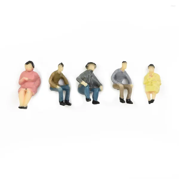 Figurine decorative 60 pezzi Tutti seduti 1:87 Figure dipinte Passeggero Scala HO Persone sedute Modello di tavolo di sabbia Mini Ornamenti da giardino