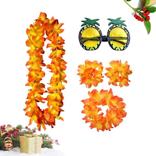 Банданы 5 шт. Гавайский браслет-гирлянда Забавные очки Цветочное ожерелье Партия Головной убор Банкет